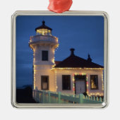 WA, Mukilteo, Mukilteo Lighthouse gegründet Silbernes Ornament (Vorne)