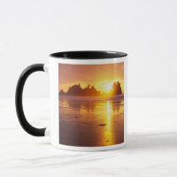 WA, Olympic NP, Shi Shi Beach bei Sonnenuntergang,