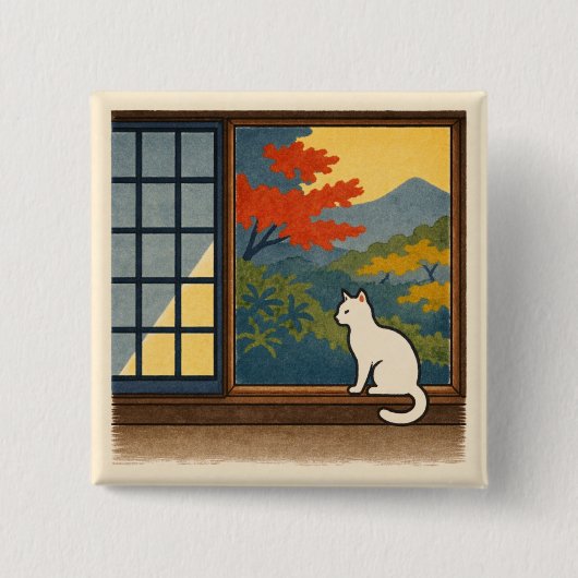 Wa – Quiet Window with White Cat Button (Vorderseite)