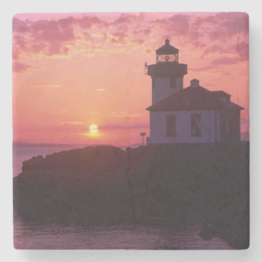 WA, San Juan Island, Limon Kiln Lighthouse, 1919, Steinuntersetzer (Vorderseite)