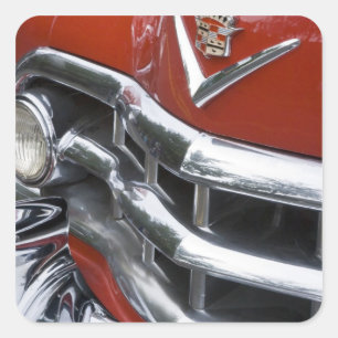 WA, Seattle, klassisches amerikanisches Auto. 4 Quadratischer Aufkleber