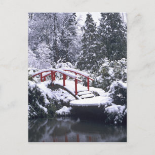 WA, Seattle, Mondbrücke und Teich nach dem Winter Postkarte