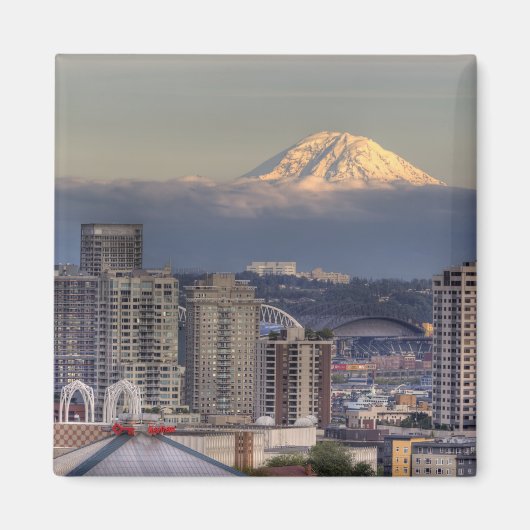 WA, Seattle, Monte Rainier aus Kerry Park Magnet (Vorne)