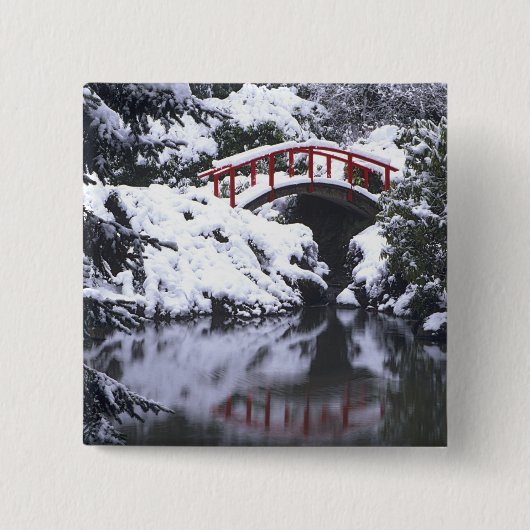 WA, Seattle, Moon-Brücke und Teich nach Winter 2 Button (Vorderseite)