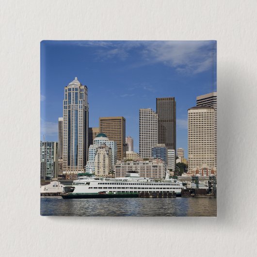WA, Seattle, Seattle Skyline mit Fähre Button (Vorderseite)