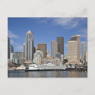 WA, Seattle, Seattle Skyline mit Fähre Postkarte