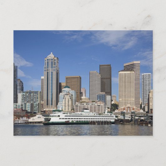 WA, Seattle, Seattle Skyline mit Fähre Postkarte (Vorderseite)