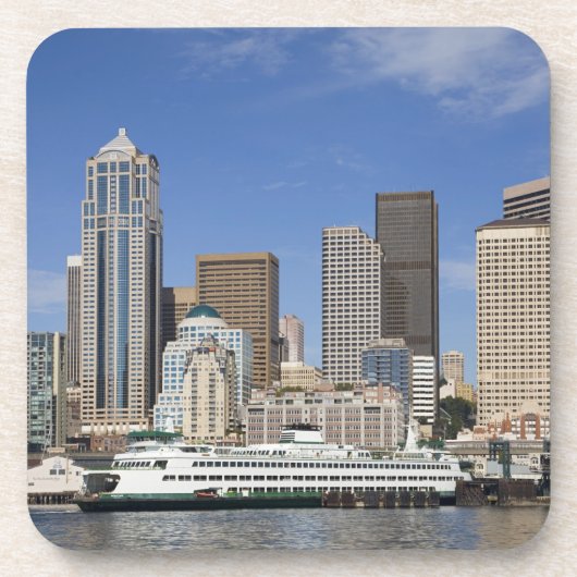 WA, Seattle, Seattle Skyline mit Fähre Untersetzer (Vorderseite)