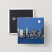 WA, Seattle, Seattle Skyline und Elliott Bay 2 Button (Vorne & Hinten)
