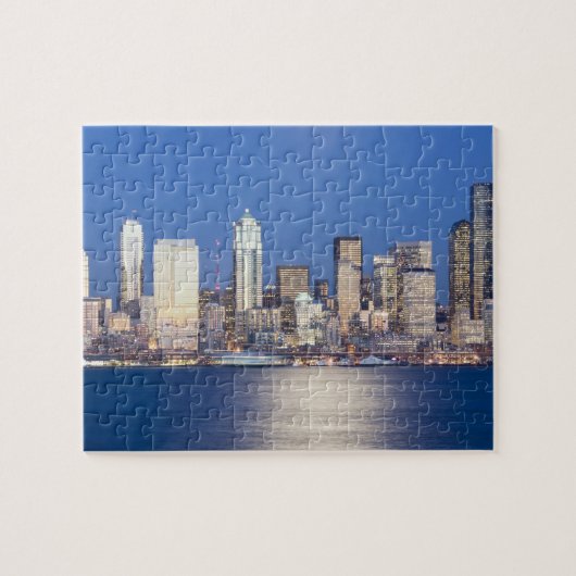 WA, Seattle, Seattle Skyline und Elliott Bay, 2 Puzzle (Horizontal)