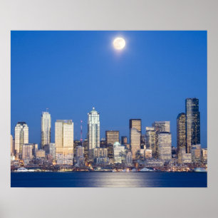 WA, Seattle, Seattle Skyline und Elliott Bay 3 Poster