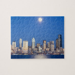 WA, Seattle, Seattle Skyline und Elliott Bay 3 Puzzle
