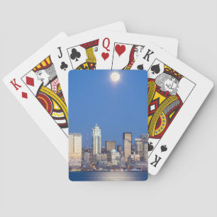 WA, Seattle, Seattle-Skyline und Elliott Bay 3 Spielkarten