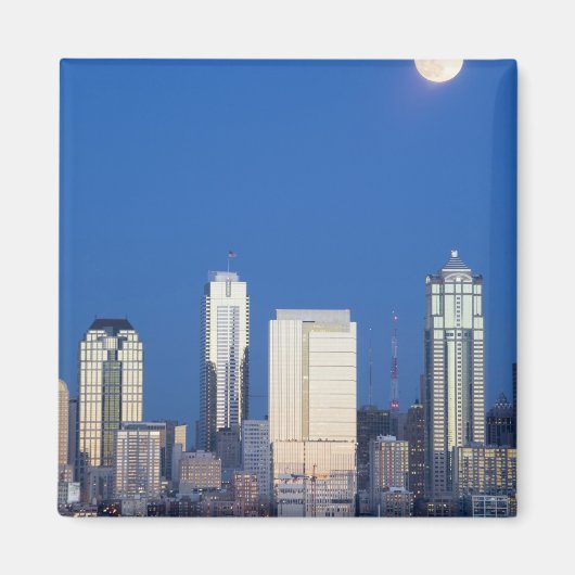 WA, Seattle, Seattle, Skyline und Elliott Bay 4 Magnet (Vorne)