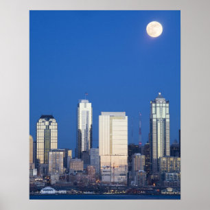WA, Seattle, Seattle, Skyline und Elliott Bay 4 Poster