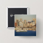 WA, Seattle, Seattle Skyline und Elliott Bay Button (Vorne & Hinten)