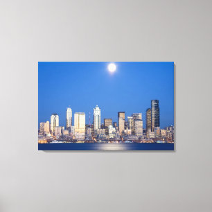 WA, Seattle, Skyline von Seattle und Elliott Bay 3 Leinwanddruck