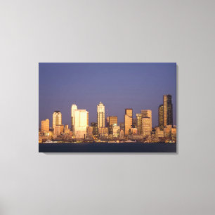 WA, Seattle, Skyline von Seattle und Elliott Bay, Leinwanddruck