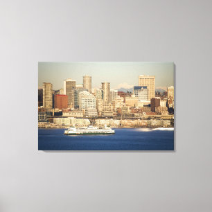 WA, Seattle, Skyline von Seattle und Elliott Bay Leinwanddruck