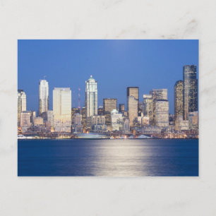 WA, Seattle, Skyline von Seattle und Elliott Bay,  Postkarte