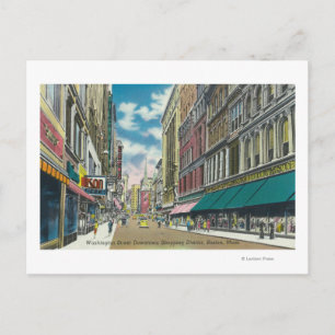 WA Street Downtown Shopping District Szene Postkarte