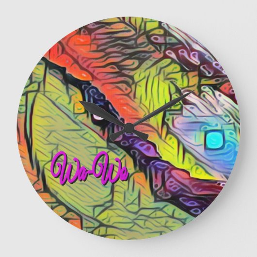 Wa-Wo Wave NFT Art SUNSET by the Sea 36 Große Wanduhr (Vorderseite)