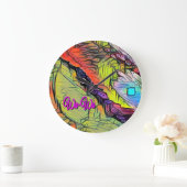 Wa-Wo Wave NFT Art SUNSET by the Sea 36 Große Wanduhr (Zuhause)