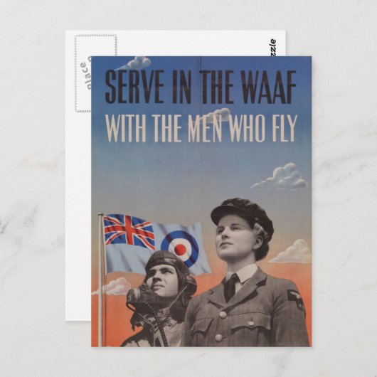 WAAF in gleicher Weise wie Pilot neben ihr Postkarte (Vorne/Hinten)