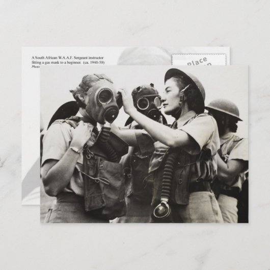 WAAF mit Gasmasken Postkarte (Vorne/Hinten)