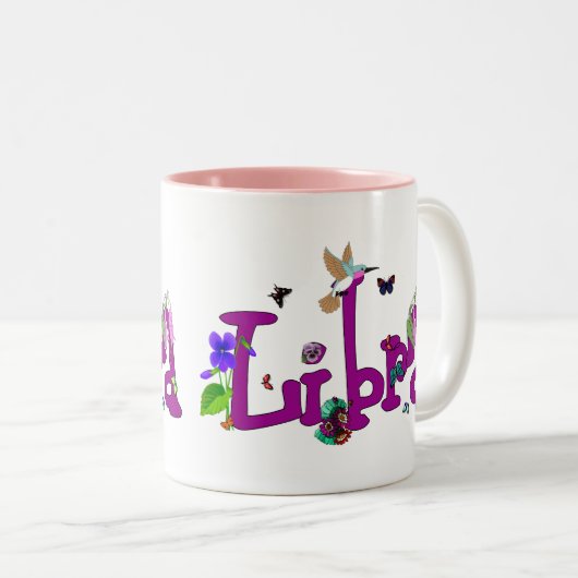 Waage-Blumen Zweifarbige Tasse (VorderseiteRechts)