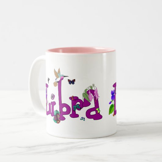 Waage-Blumen Zweifarbige Tasse (Vorderseite Links)