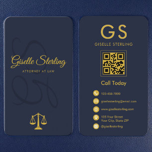 Waage der Justiz Rechtsanwalt Navy Blau Gold Visitenkarte