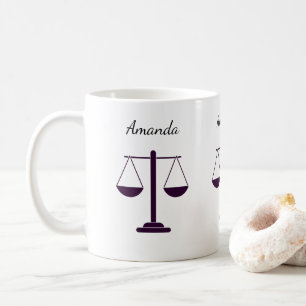 Waage der Justiz Rechtsdienstleistungen Symbol Kaffeetasse