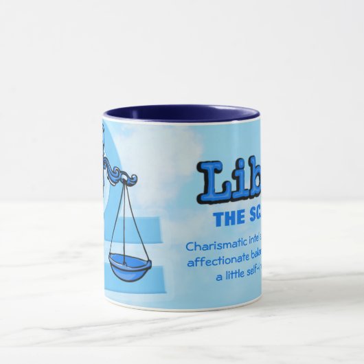 Waage "die Skalen" lüften blaue astrologische Tasse (Zentrum)