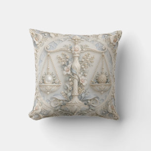 Waage Elfenbein Blau Porzellan Relief Stil Kissen