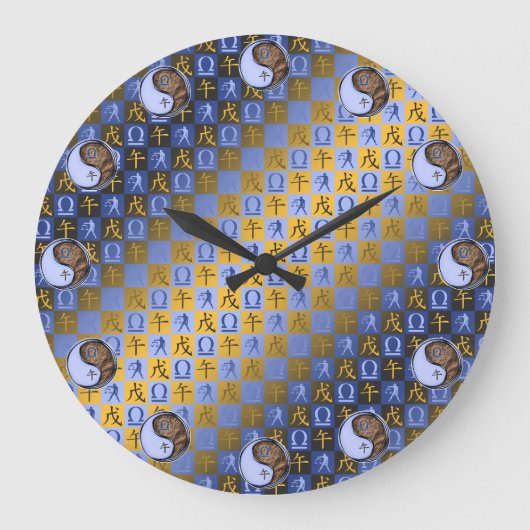 Waage & Erde Pferd Große Wanduhr (Vorderseite)