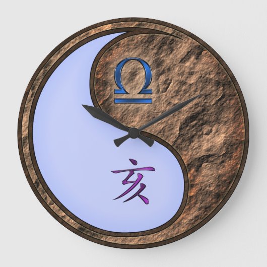 Waage & Erde Schwein Große Wanduhr (Vorderseite)