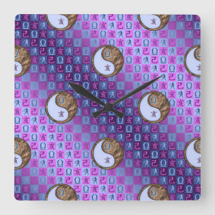 Waage & Erde Schwein Quadratische Wanduhr