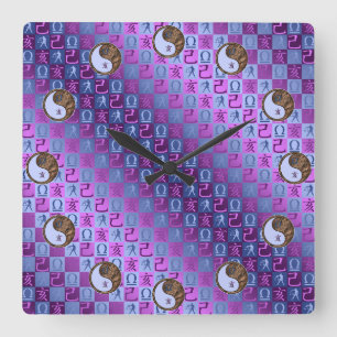 Waage & Erde Schwein Quadratische Wanduhr