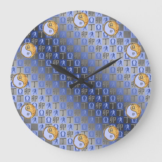Waage & Feuer Kaninchen Große Wanduhr (Vorderseite)
