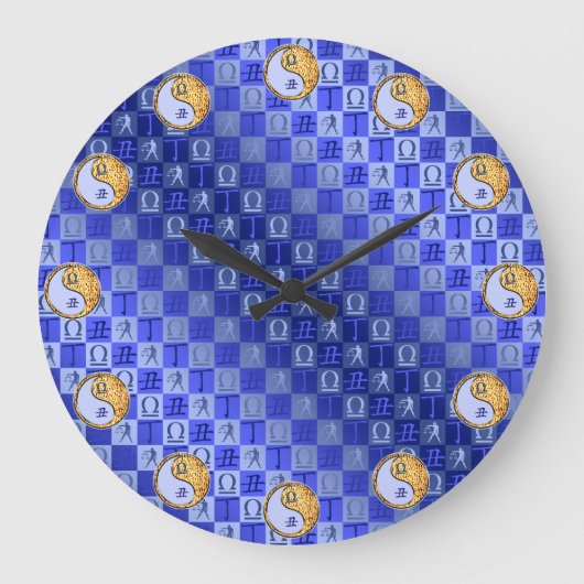 Waage & Feuer Ochse Große Wanduhr (Vorderseite)