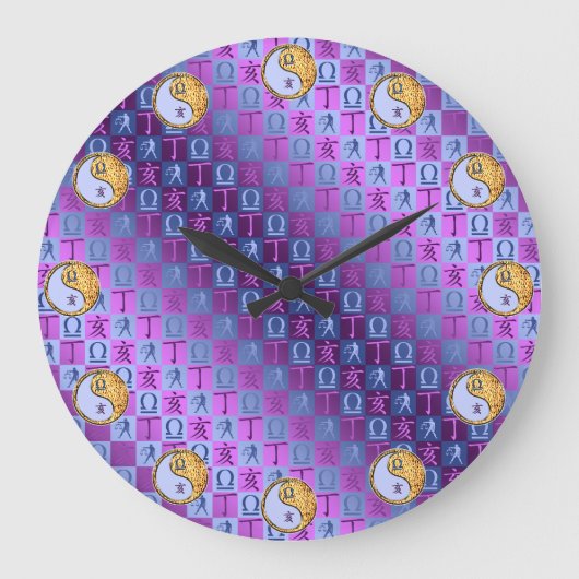 Waage & Feuer Schwein Große Wanduhr (Vorderseite)