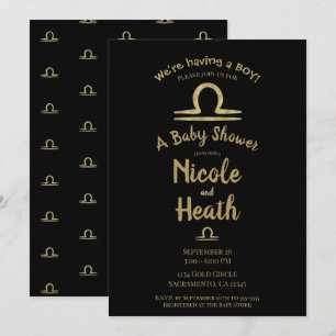 Waage Gold September Oktober Herbst Baby Shower Einladung