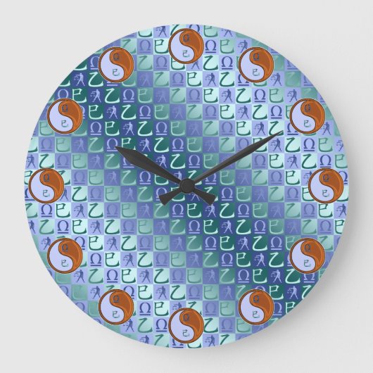 Waage & Holzschlange Große Wanduhr (Vorderseite)