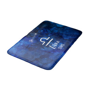 Waage-Sternbild Blaue Galaxie Monogramm Badematte