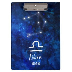 Waage-Sternbild Blaue Galaxie Monogramm Klemmbrett