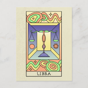 Waage-Sternzeichen Abstract Art Vintage Postkarte