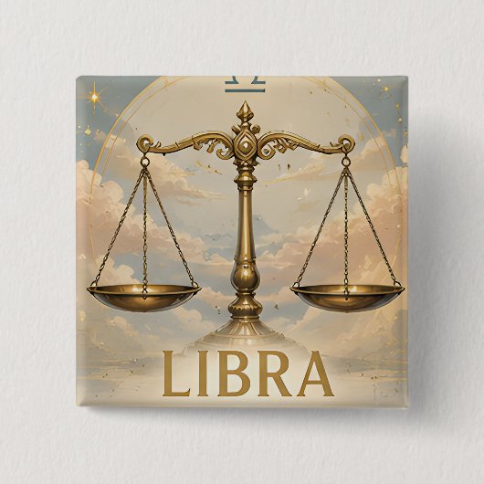Waage-Sternzeichen-Geburtstags-Astrologie-Geschenk Button (Vorderseite)