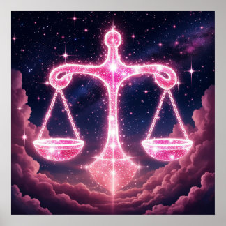 Waage-Sternzeichen-Geschenk mit himmlischer Elegan Poster