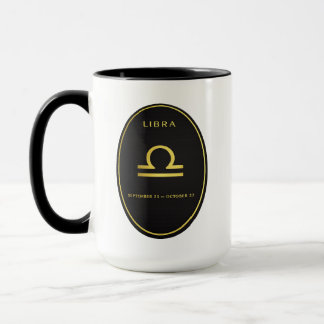 Waage Sternzeichen Gold Oval Emblem Tasse | Luxus